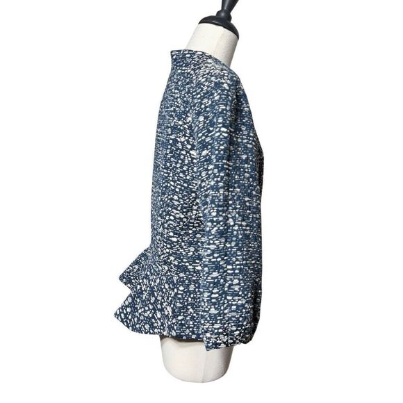 Badgley Mischka Wide Sleeve Moc Turtleneck Blazer Blue Geometric Print Size 10 - Picture 3 of 7